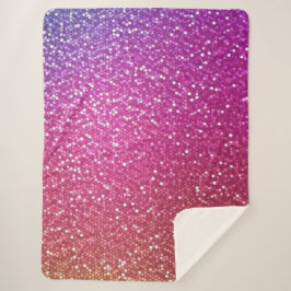 Cobertor Sherpa Gradiente Hexagonal Glitter Arco-Íris