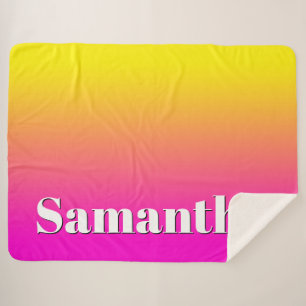 Cobertor Sherpa Gradiente Rosa Neon Amarelo Brilhante