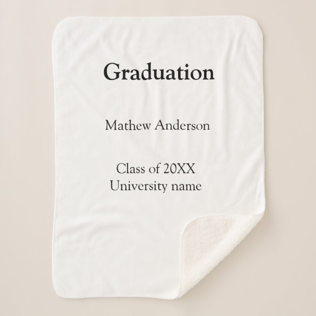 Cobertor Sherpa Graduation name class of 20XX university name simp (Frente)