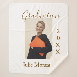Cobertor Sherpa Graduation photo brown golden year 20XX namesimple