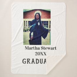 Cobertor Sherpa Graduation photo name year class university simple