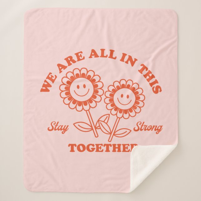 Cobertor Sherpa Gráfico da Flor Retro Feliz (Frente)