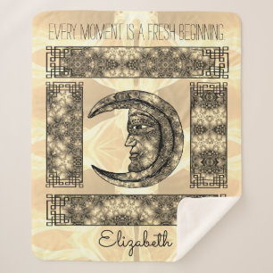 Cobertor Sherpa Gráficos visuais Whimsical com Retrato da Lua