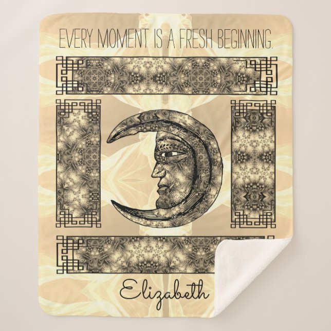 Cobertor Sherpa Gráficos visuais Whimsical com Retrato da Lua (Frente)