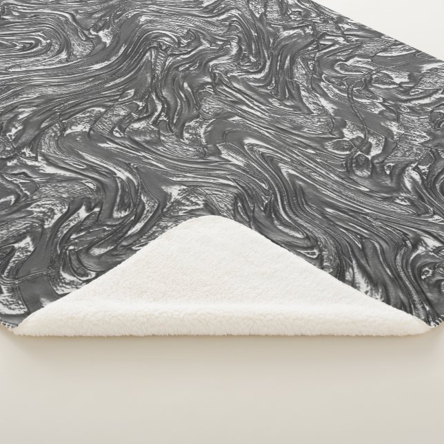 Cobertor Sherpa Grafite de cinza curvado em textura áspera (3/4)