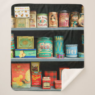 Cobertor Sherpa Grande coleção de latas coloridas para vintage