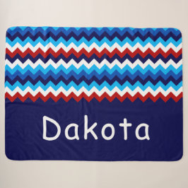 Cobertor Sherpa Grande Personalizado Chevron Azul 