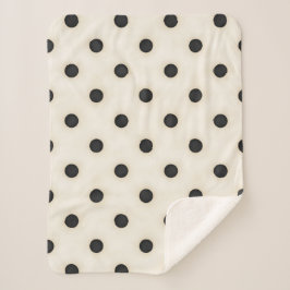 Cobertor Sherpa Grandes Bolinhas, preto e branco antigo