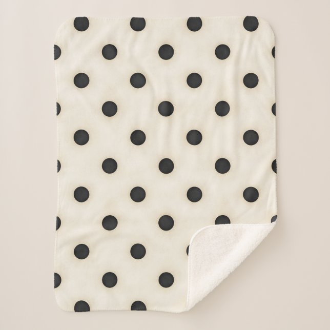 Cobertor Sherpa Grandes Bolinhas, preto e branco antigo (Frente)