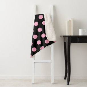 Cobertor Sherpa Grandes Bolinhas rosa em preto