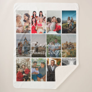 Cobertor Sherpa Grandparents 12 Photo Memory Collage Template