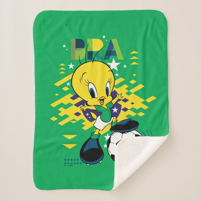 Cobertor Sherpa Grático do TWEETY™ Time Brasil Futebol (Frente)