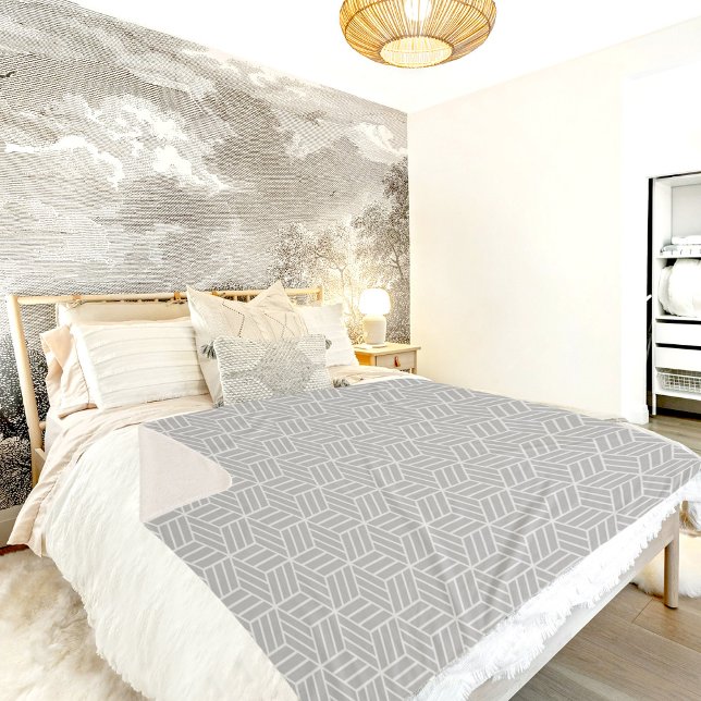 Cobertor Sherpa Gray Cube Line Pattern Sherpa Blanket (Criador carregado)