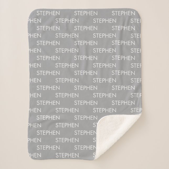 Cobertor Sherpa Gray minimalist custom name  (Frente)