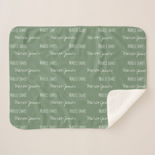 Cobertor Sherpa Green Baby Boy Blanket Nome personalizado repetido