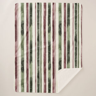 Cobertor Sherpa Green Burgundy Strips Natal