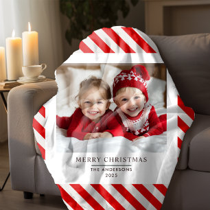 Cobertor Sherpa "Greve Vermelha com Foto Feliz Natal e Nome
