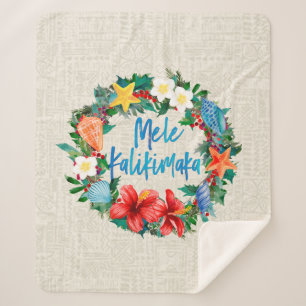 Cobertor Sherpa Grinalda havaiana do Natal de Mele Kalikimaka