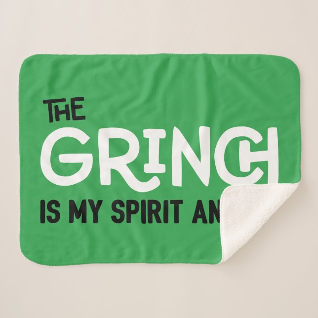 Cobertor Sherpa Grinch é meu Animal Espiritual (Frente (Horizontal))