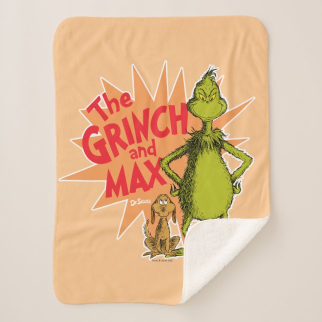 Cobertor Sherpa Grinch | Grinch & Max Starburst (Frente)