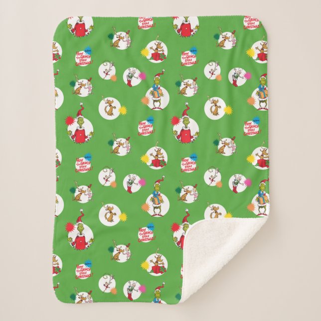 Cobertor Sherpa Grinch | Padrão de Pontos de Natal (Frente)
