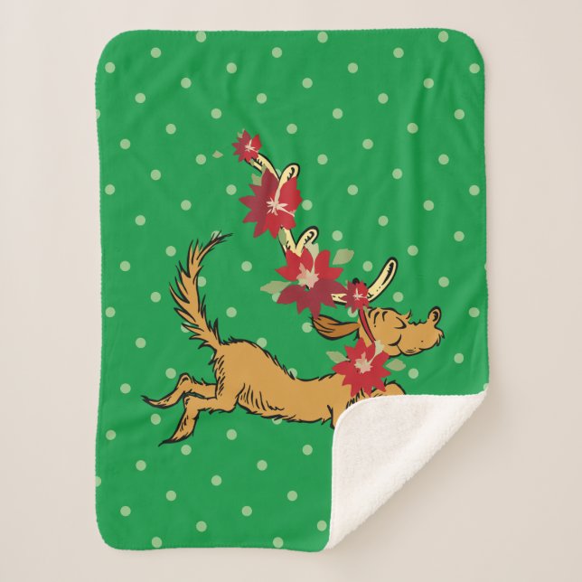 Cobertor Sherpa Grinch | Poinsettia de Natal do Max (Frente)