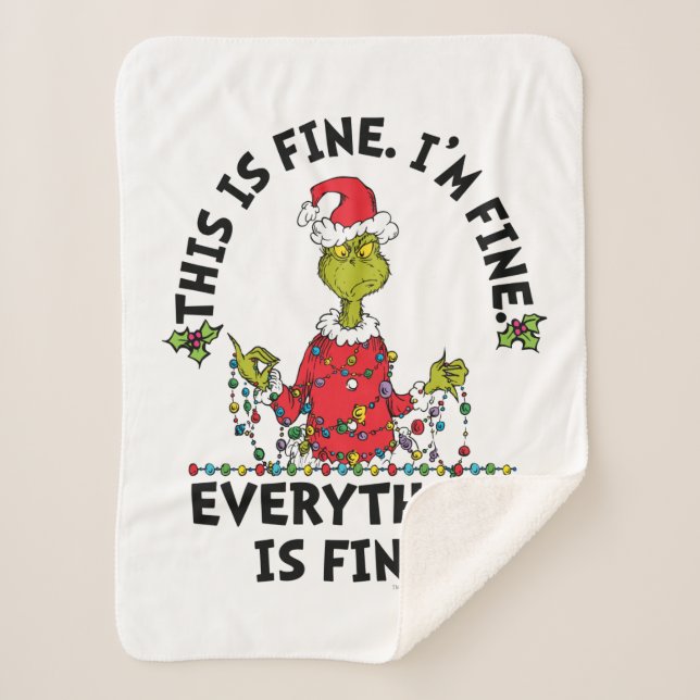 Cobertor Sherpa Grinch | Tudo está bem (Frente)