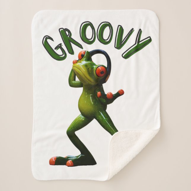 Cobertor Sherpa Groovy Green Sapo (Frente)