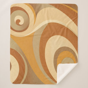 Cobertor Sherpa Groovy Orange Dourado Castanho Moderno Médio