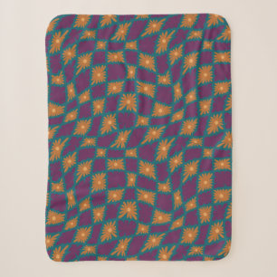 Cobertor Sherpa Groovy Wavy Trippy 60s Flor Verifica Laranja Cor-d