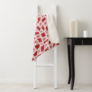 Cobertor Sherpa Groovy Wavy Trippy 60s Flor verifica o vermelho ro