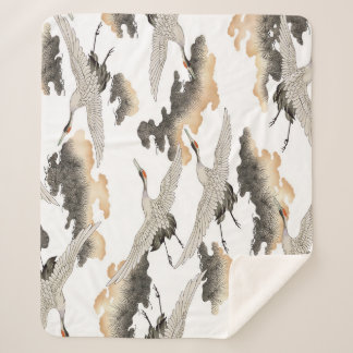 Cobertor Sherpa grua estilo japonês: elegante design.