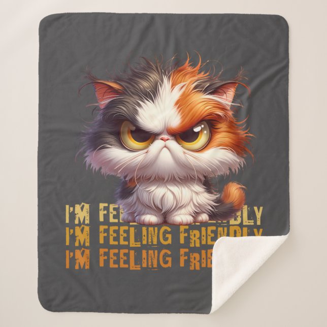 Cobertor Sherpa Grumpy Calico Cat e citação engraçada (Frente)