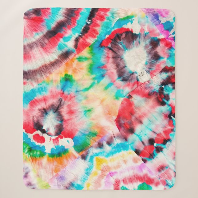 Cobertor Sherpa Grunge Duro Vermelho. Shibori Pattern. Ouro Brush  (Frente)