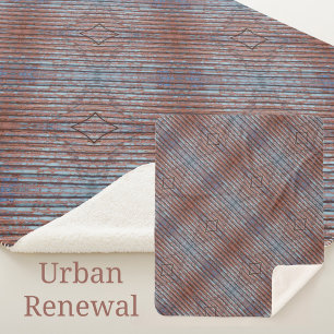 Cobertor Sherpa Grunge Urbano Trilhado Vermelho Azul