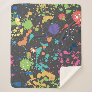 Cobertor Sherpa Grunge Watercolor: Padrão Colorido de Pontos.