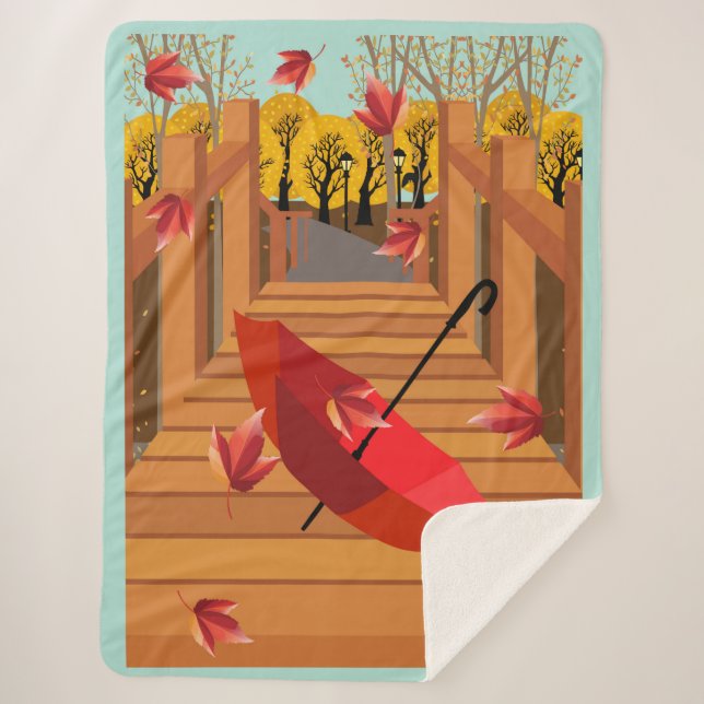 Cobertor Sherpa Guarda-chuva em uma ponte (Frente)