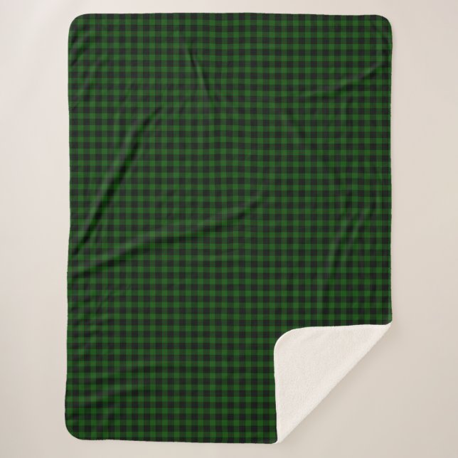 Cobertor Sherpa Gunn tartan green xadrez negra (Frente)