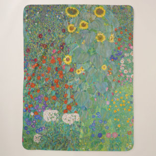 Cobertor Sherpa Gustav Klimt - Jardim Rural com Girassóis