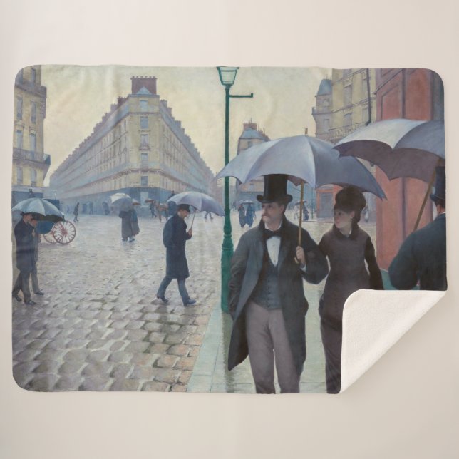 Cobertor Sherpa Gustave Caillebotte - Paris Street; Rainy Day (Frente (Horizontal))