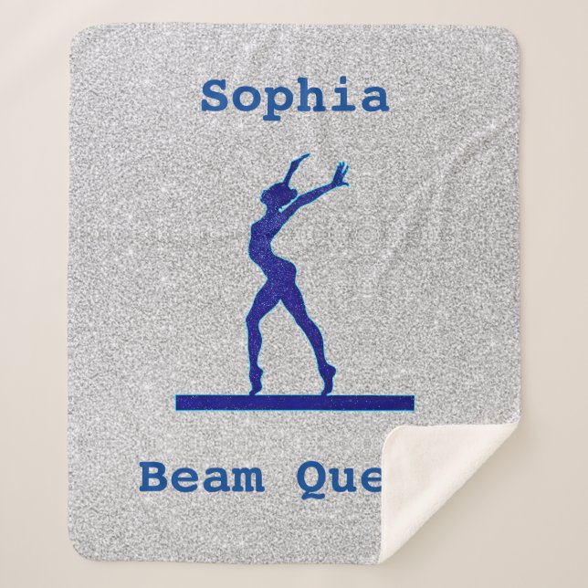 Cobertor Sherpa Gymnastics Beam Queen Blue / Silver Sherpa Blanket (Frente)