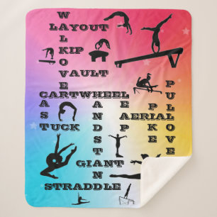 Cobertor Sherpa Gymnastics Crossword Rainbow Stars Sherpa Blanket