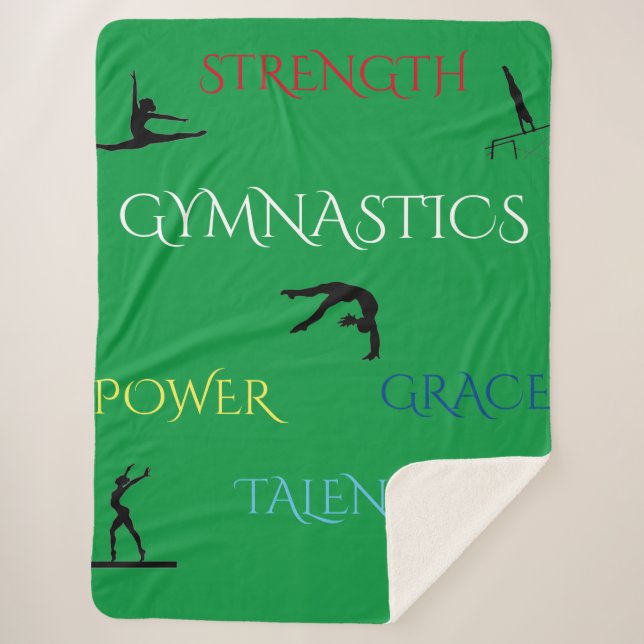 Cobertor Sherpa GYMNASTICS SHERPA GRANDE BLANKET em verde. (Frente)