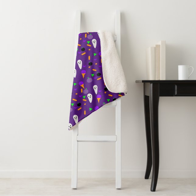 Cobertor Sherpa Halloween Confetti Sprinkles Ghost Sorvete Mix (In Situ)