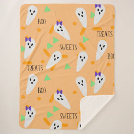 Cobertor Sherpa Halloween Confetti Sprinkles Ghost Treats
