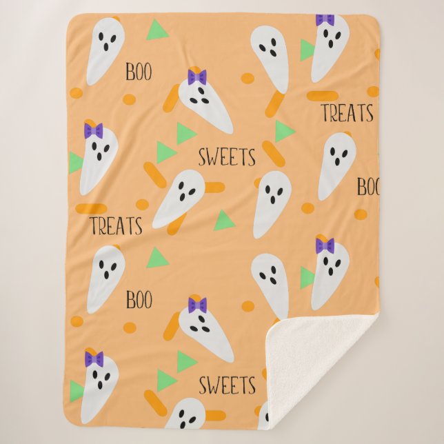 Cobertor Sherpa Halloween Confetti Sprinkles Ghost Treats (Frente)