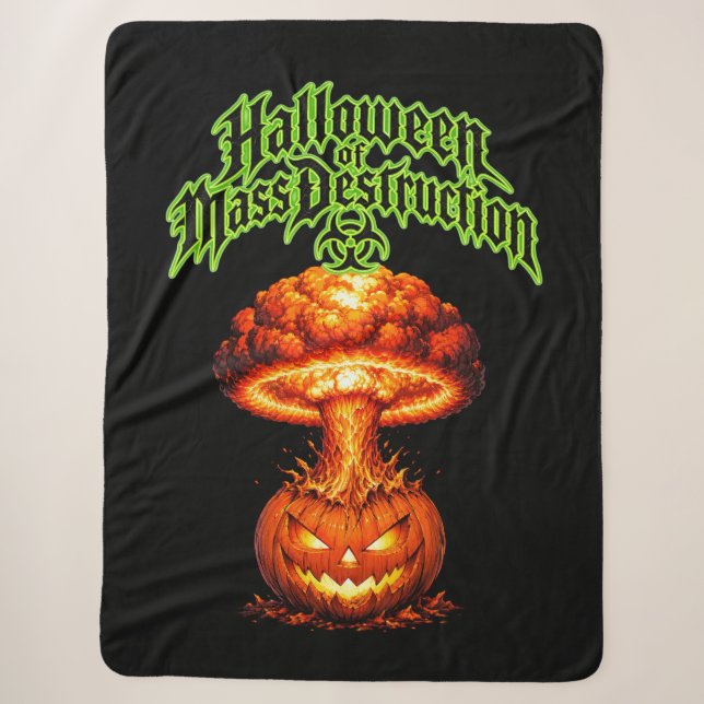 Cobertor Sherpa Halloween de Destruição Nuclear Abóbora-Lanterna (Frente)