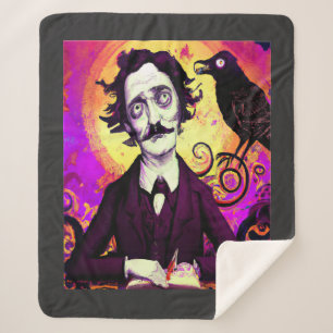 Cobertor Sherpa Halloween, Edgar Allen Poe, Raven, nunca mais fugi
