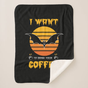 Cobertor Sherpa Halloween Eu Quero Beber Seu Café Aniversário