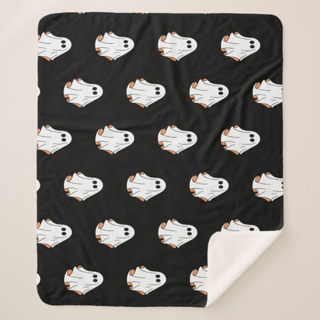 Cobertor Sherpa Halloween Ghost, Dia de as Bruxas engraçado, Festa (Frente)